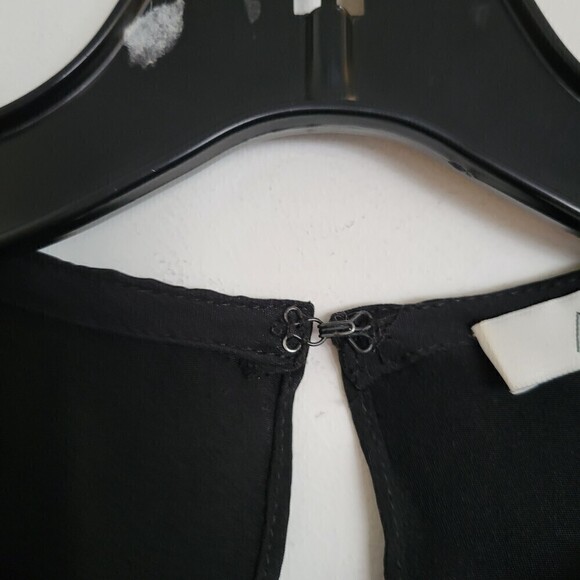 Alexis Black 100% Silk Long 3/4 Sleeve Bell Sleeve Mini Shift Dress Size XS - Picture 6 of 10